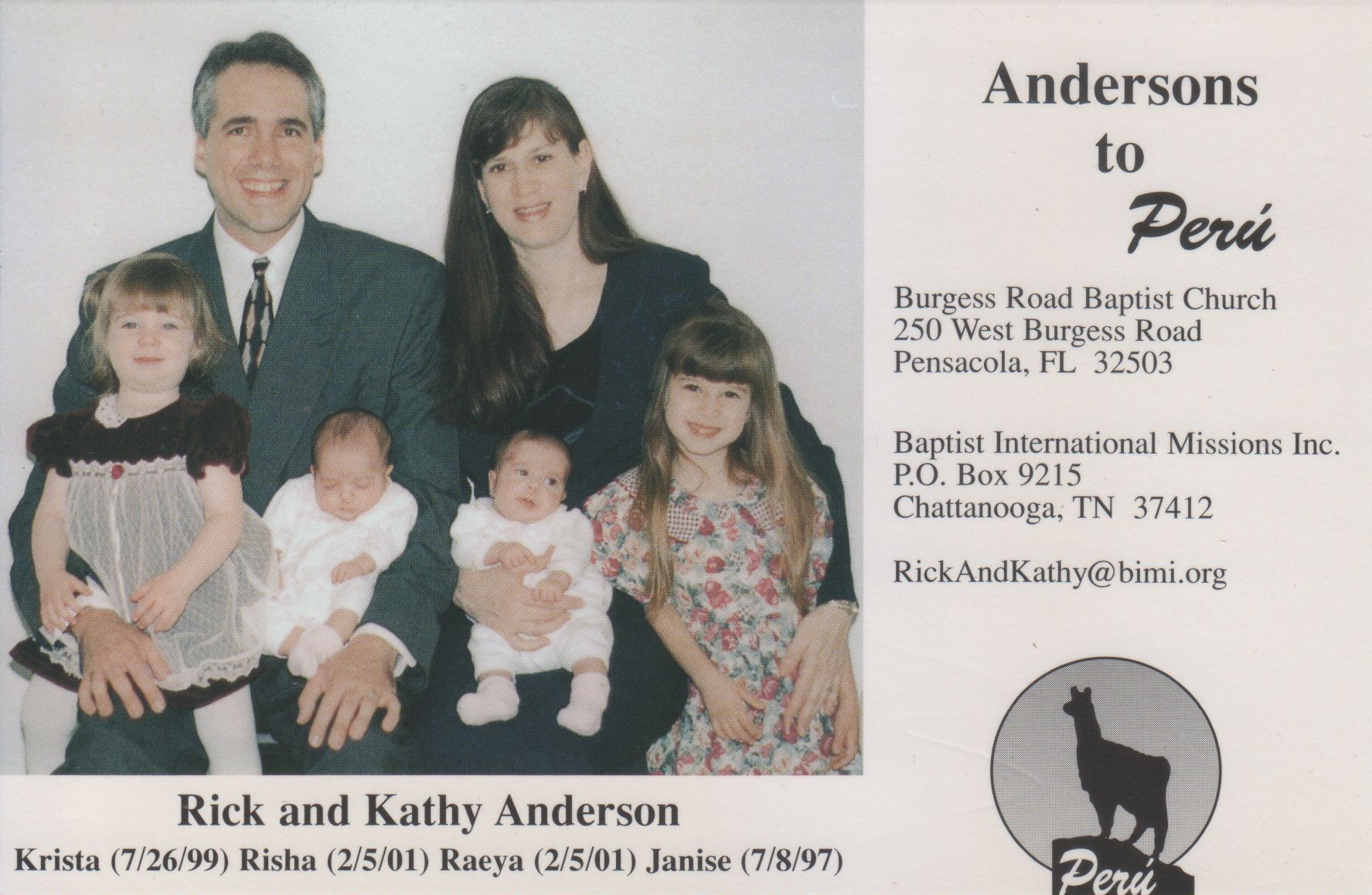 Prayer Card 2001